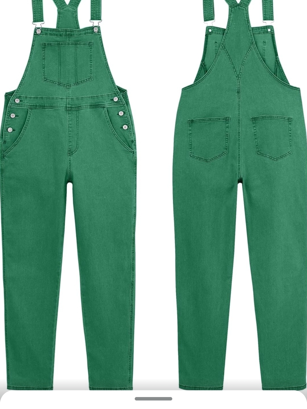 GRAPENT Green Denim Stretch Overalls with Front Pocket. SIZE LARGE - Picture 4 of 13